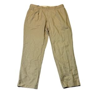 Polo Ralph Lauren mens 36x32 khaki tan linen cotton pleated chino pants EUC